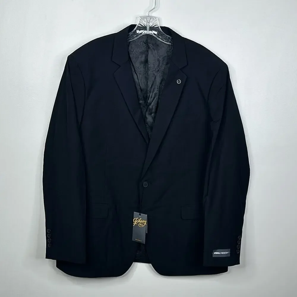 Johnny Bigg Raymond Black 2-Button Suit Jacket Men's Size 44R NWT Formal